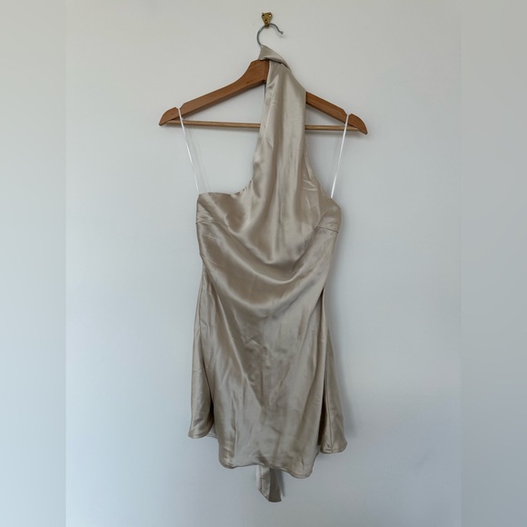 Hello Molly Luxe Arrival Satin Mini Dress Champagne NWT - Picture 3 of 5